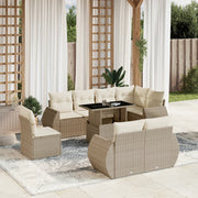 9-piece Loungeset with cushions poly rattan beige