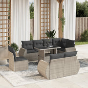 9-piece Lounge Set with Cushions Poly Rattan Light Grey