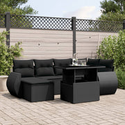 Loungeset 7-delig poly rattan zwart