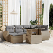 Loungeset 7-delig poly rattan beige