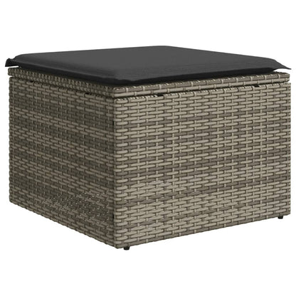 7-delige Loungeset met kussens poly rattan grijs