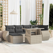 Loungeset 7-delig poly rattan lichtgrijs