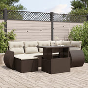 Loungeset 7-delig poly rattan bruin