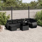 Loungeset 8-delig poly rattan zwart
