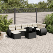 Loungeset poly rattan 8-delig zwart