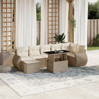 8-delige Loungeset met kussens poly rattan beige