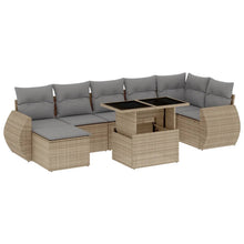 8-delige Loungeset met kussens poly rattan beige