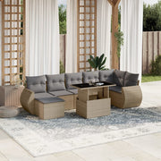 Loungeset 8-delig poly rattan beige