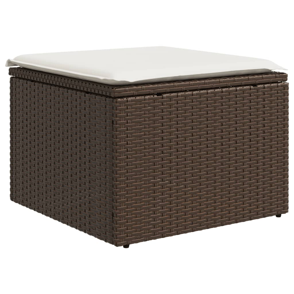 8-delige Loungeset met kussens poly rattan bruin