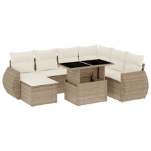 8-delige Loungeset met kussens poly rattan beige