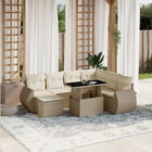 8-delige Loungeset met kussens poly rattan beige