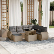 Loungeset 8-delig poly rattan beige