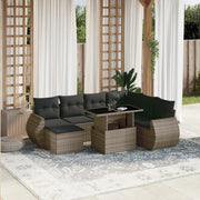 Loungeset 8-delig poly rattan grijs