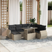 Loungeset 8-delig poly rattan lichtgrijs