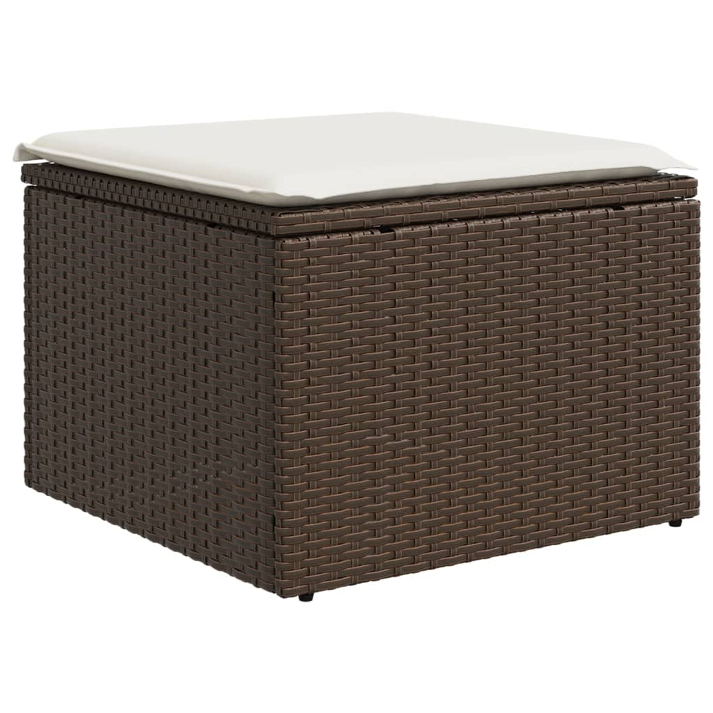 8-delige Loungeset met kussens poly rattan bruin