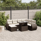 Loungeset poly rattan bruin 8-delig