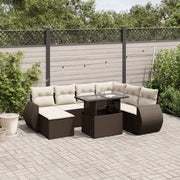 Loungeset poly rattan bruin 8-delig