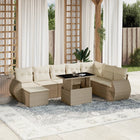 9-delige Loungeset met kussens poly rattan beige