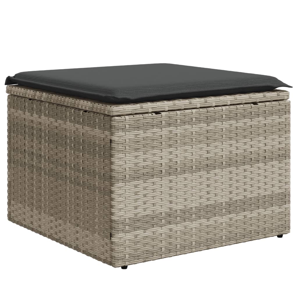 9-delige Loungeset met kussens poly rattan lichtgrijs