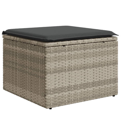 9-delige Loungeset met kussens poly rattan lichtgrijs