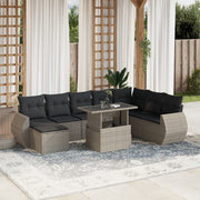 9-piece Lounge Set with Cushions Poly Rattan Light Grey