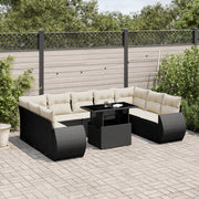 Loungeset 10-delig poly rattan zwart