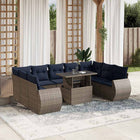 10-piece garden lounge set with cushions, grey poly rattan