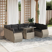 Loungeset 10-delig poly rattan lichtgrijs
