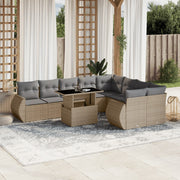 Loungeset 10-delig poly rattan beige