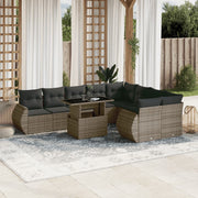 Loungeset 10-delig poly rattan grijs