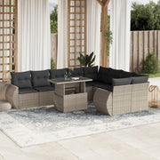 Loungeset 10-delig poly rattan lichtgrijs