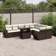 Loungeset 10-delig poly rattan bruin