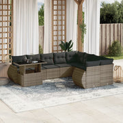 10-piece Lounge Set with Cushions Poly Rattan Grey