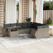 10-piece Lounge Set with Cushions Poly Rattan Light Grey