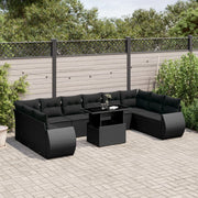 Loungeset 11-delig poly rattan zwart