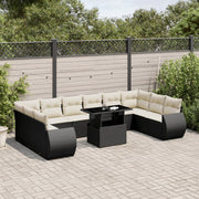 Loungeset poly rattan 11-delig zwart
