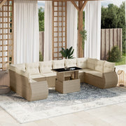 Tuinset 11-delig poly rattan beige met kussens