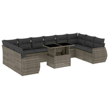 11-delige Loungeset met kussens poly rattan grijs