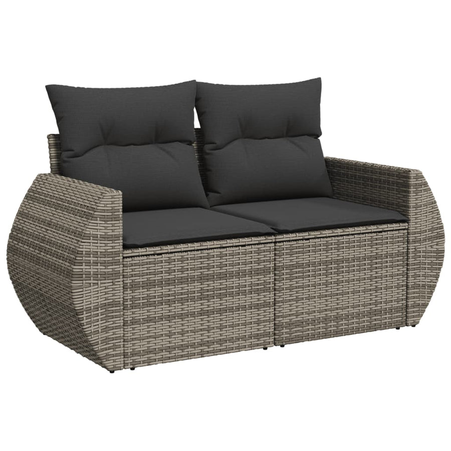 11-delige Loungeset met kussens poly rattan grijs