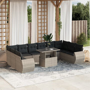 Loungeset 11-delig poly rattan lichtgrijs