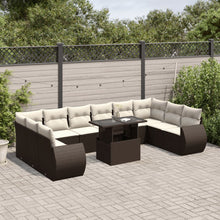 11-delige Loungeset met kussens poly rattan bruin