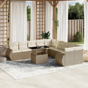 Tuinset poly rattan 11-delig beige met kussens