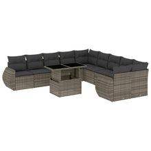 11-delige Loungeset met kussens poly rattan grijs