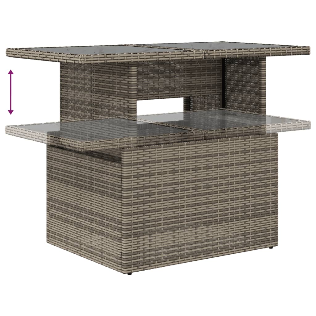 11-delige Loungeset met kussens poly rattan grijs
