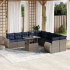 11-piece garden lounge set with cushions, grey poly rattan