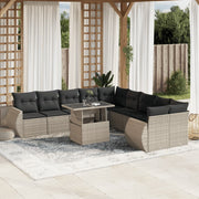 Loungeset 11-delig poly rattan lichtgrijs