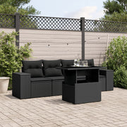 Loungeset 5-delig poly rattan zwart