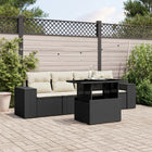 5-delige Loungeset met kussens poly rattan zwart