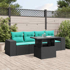 5-Piece Poly Rattan Garden Sofa Set with Cushions Black