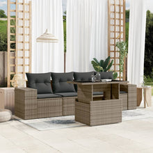 5-delige Loungeset met kussens poly rattan grijs